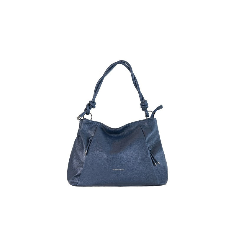 BORSA A SPALLA CON TRACOLLA IN ECOPELLE BLU ANTONIO BASILE