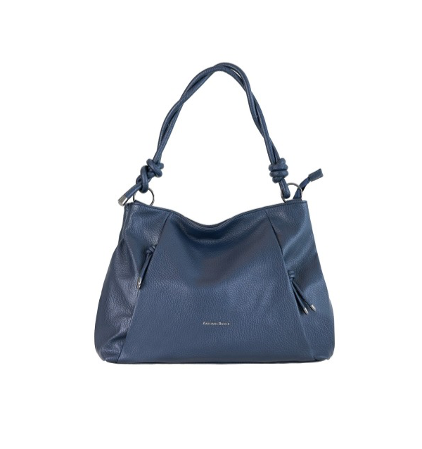 BORSA A SPALLA CON TRACOLLA IN ECOPELLE BLU ANTONIO BASILE
