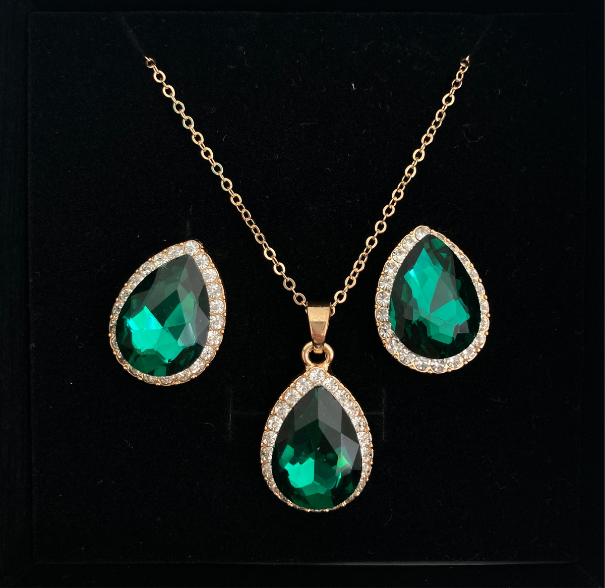 Set Gioielli Goccia verde