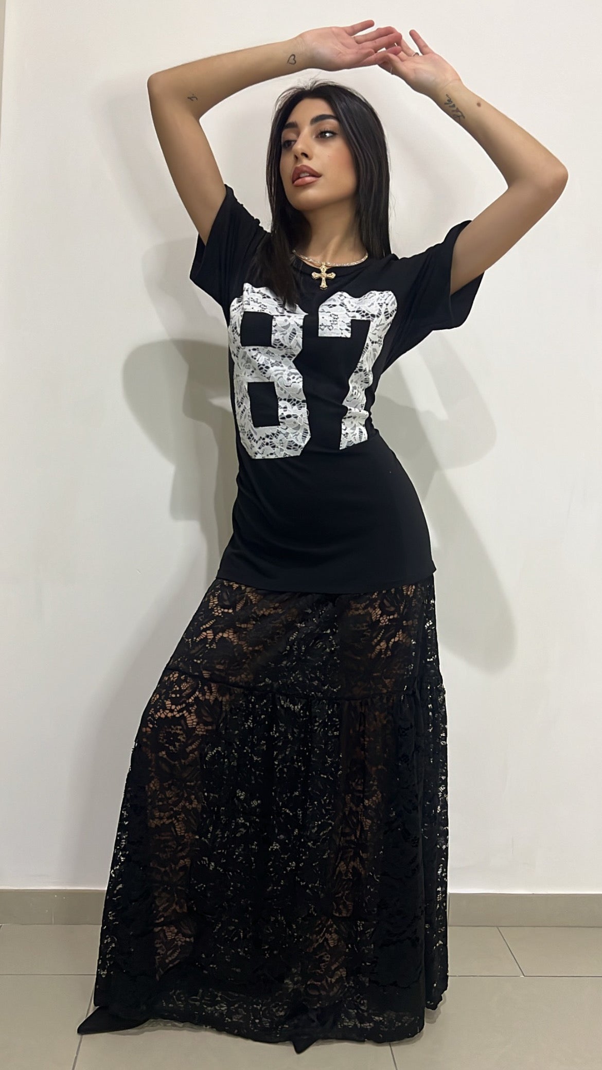 Maglia lunga in pizzo