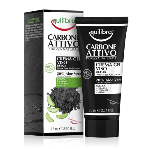 Equilibra-crema gel viso Detox al carbone attivo
